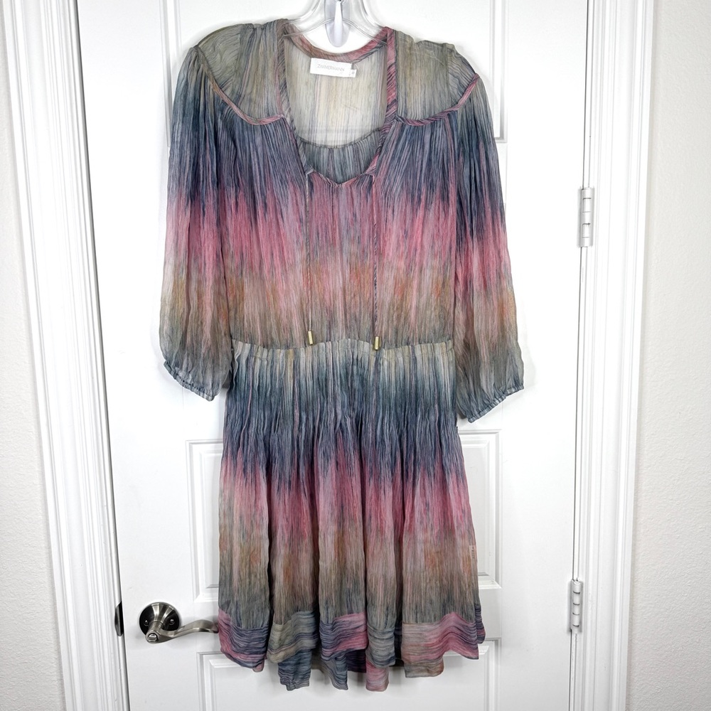 ZIMMERMANN 100% Silk NEW Airy Watercolor Sheer Dress Size 0 - US 4